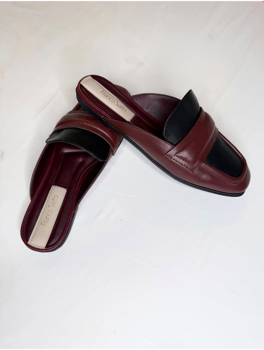 Franco Sarto Women's Two-Tone Leather Upper Mule Slides Size 5.5M